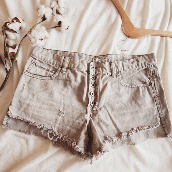 Free People Distressed Cut Off Gray Jean Shorts 29